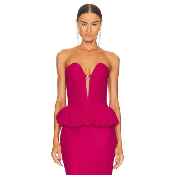 Nafsika Skourti Bomb Ruffle Corset Raspberry Pink Mesh - Picture 1 of 5